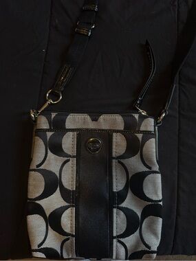 Coach Black and Gray Signature Canvas Crossbody